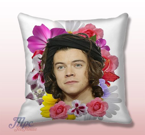 Harry STyles One Direction Floral Throw Pillow Cover