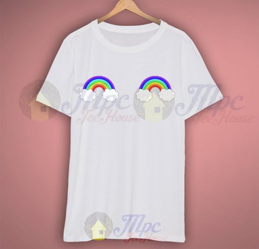 Rainbow Cloud Boob Funny T Shirt