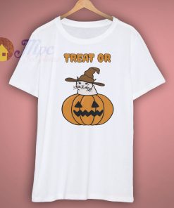 Crying Cat Meme In Pumpkin For Halloween T Shirt