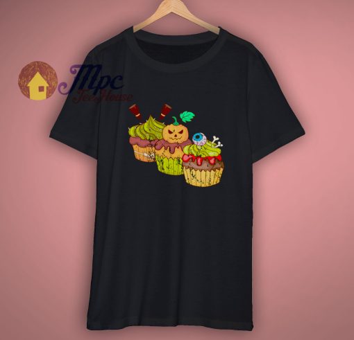 Retro Vintage Grunge Halloween Cupcakes Muffins T Shirt