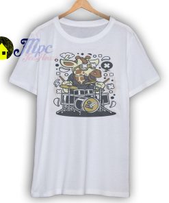 Slantyboy Cute Giraffe Drummer Music Band T Shirt