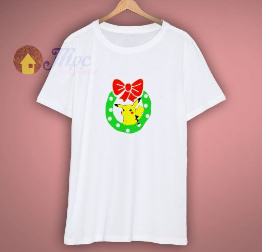 Christmas Pikachu with Wreath T shirt