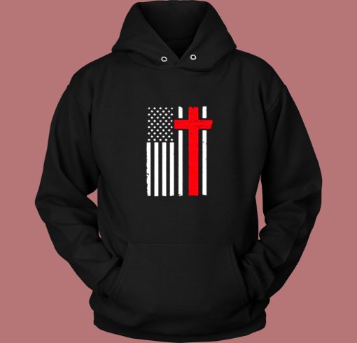 American Flag Christian Cross Usa Flag Vintage Hoodie