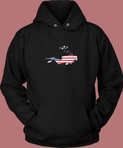 American Flag Usa Free Diving Scuba Diver Vintage Hoodie