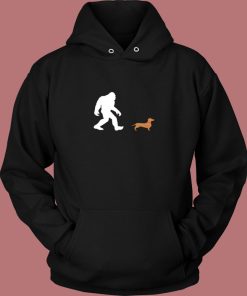 Bigfoot Walking A Daschund Vintage Hoodie