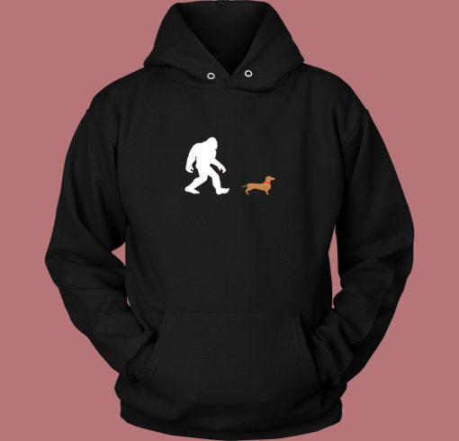 Bigfoot Walking A Daschund Vintage Hoodie