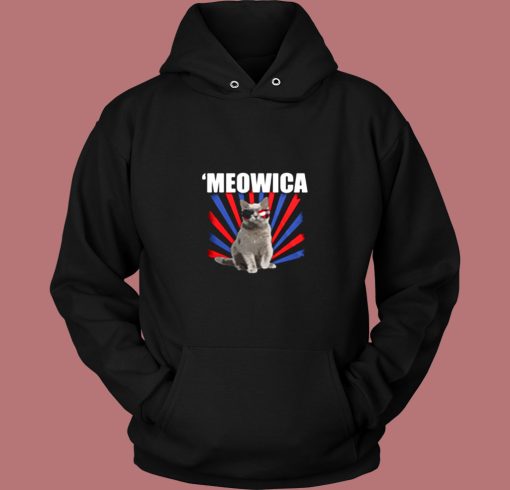 Cat 4th Of July Meowica Vintage Hoodie