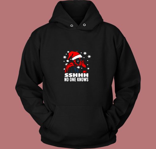 Deadpool Christmas Sshh No One Knows Vintage Hoodie