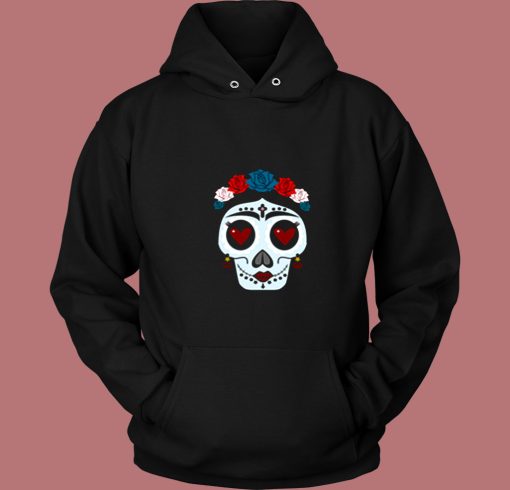 Flower Hearts Sugar Skull Vintage Hoodie