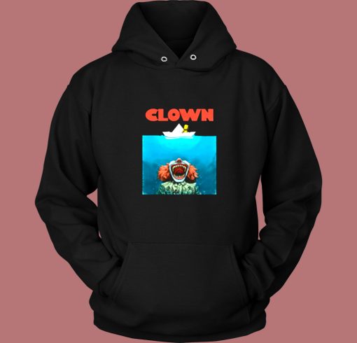 Jaws Poster Parody Stephen King Pennywise Clown Vintage Hoodie