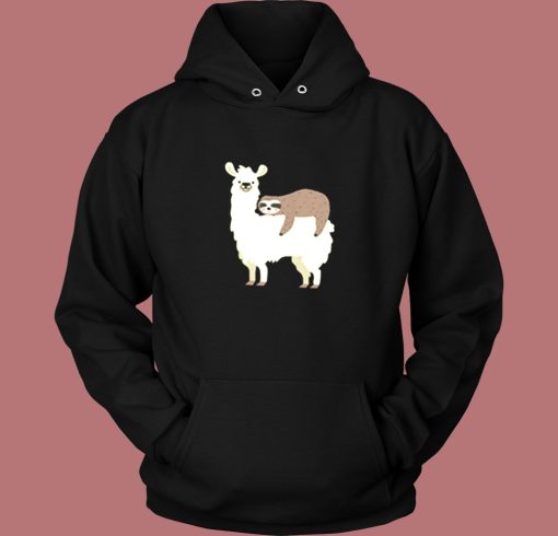 Llama And Sloth Hugging Cuddly Besties Vintage Hoodie