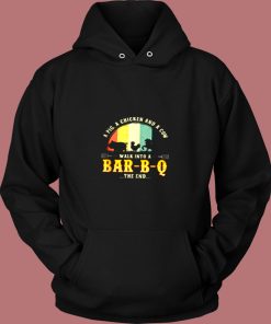 Pig A Chicken And A Cow Walk Into A Bar B Q Vintage Hoodie