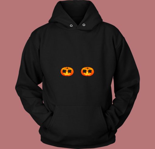 Pumpkin Boobs Funny Halloween Unisex Vintage Hoodie