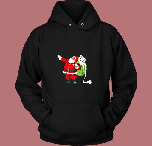 Santa With Face Mask And Toilet Paper Funny Christmas Vintage Hoodie