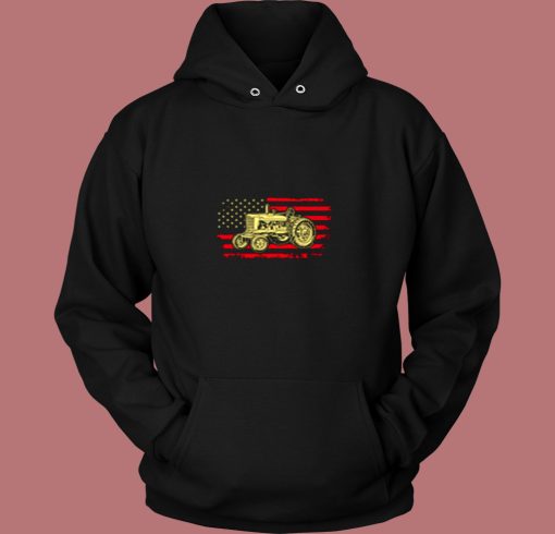 Tractor American Flag Farming Vehicles Cars Vintage Hoodie