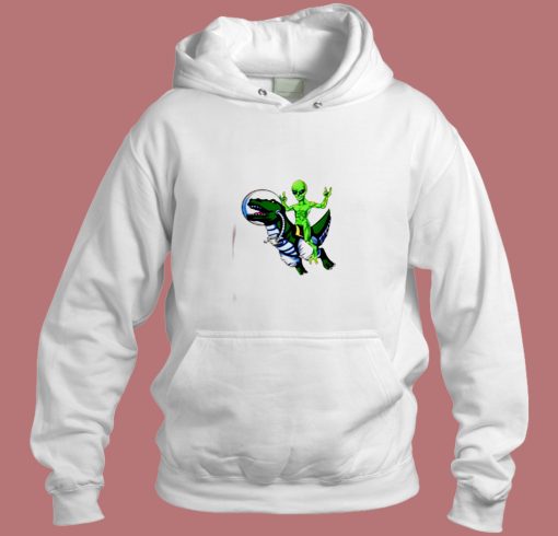 Alien Riding T Rex Aesthetic Hoodie Style