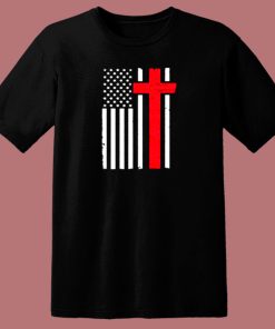 American Flag Christian Cross Usa Flag 80s T Shirt