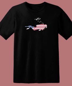 American Flag Usa Free Diving Scuba Diver 80s T Shirt