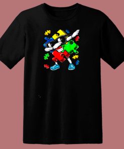 Autism Awareness Dabbing Puzzle Piece 80s T Shirt