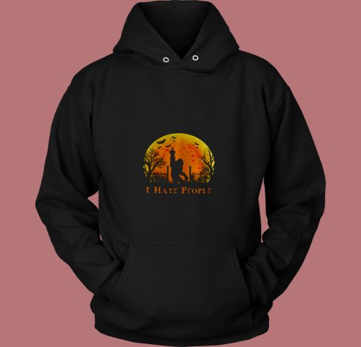 Bigfoot Holloween I Hate People Sunset 80s Hoodie