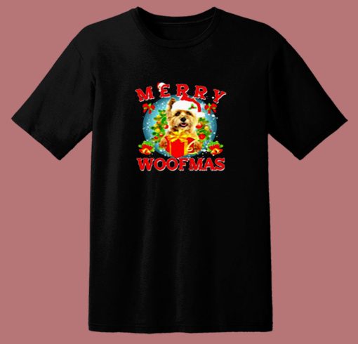 Cairn Terrier Merry Woofmas Christmas 80s T Shirt