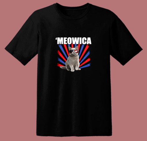 Cat 4th Of July Meowica 80s T Shirt