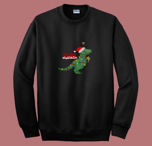 Christmas Tree T Rex Funny Parody 80s Sweatshirt