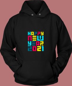 Colorful Futuristic Happy New Year 80s Hoodie