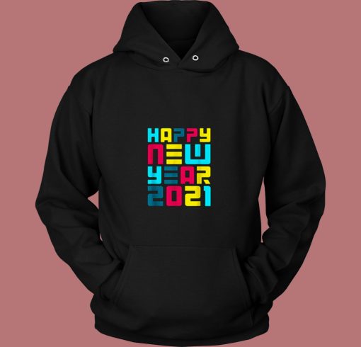 Colorful Futuristic Happy New Year 80s Hoodie