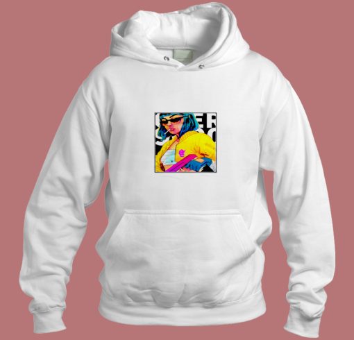 Cyber Punk Bad Ass Girl Female Gunner Pop Art Warhol Lichtenstein Pop Culture Aesthetic Hoodie Style