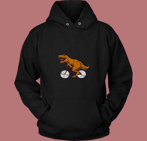 Cycling Dinosaur T Rex Riding Road Bike Mtb 80s Hoodie