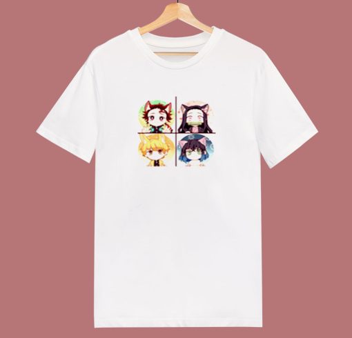 Demon Slayer Tanjiro Nezuko Zenitsu Inosuke Cute Chibi Art 80s T Shirt