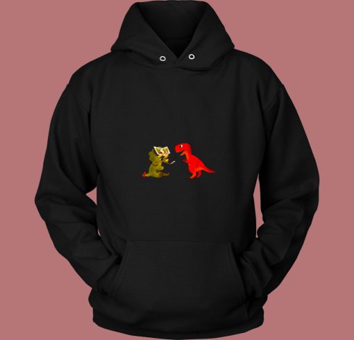 Dinosaur Rhino Reading 80s Hoodie