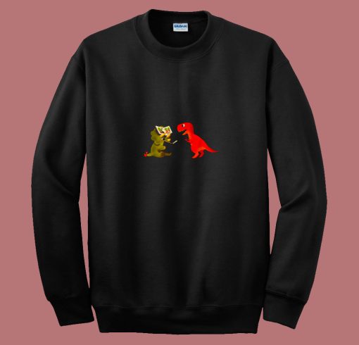 Dinosaur Rhino Reading 80s Sweatshirt