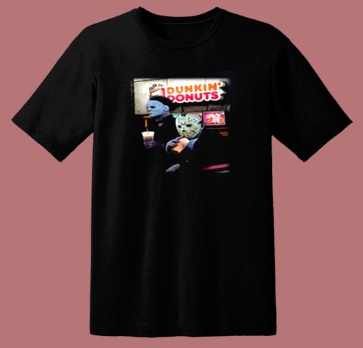 Drink Dunkin Donuts Michael Myers And Jason Voorhees 80s T Shirt