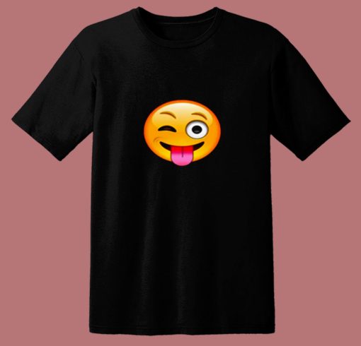 Emoticon Tongue Out Emoji With Winking Eye Smiley 80s T Shirt