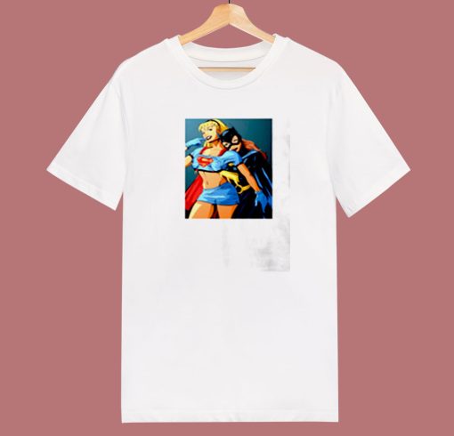 Funny Batgirl Grab Boobs Sexy Supergirl 80s T Shirt