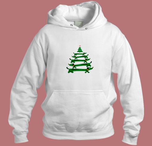 Funny Dachshund Christmas Tree Aesthetic Hoodie Style