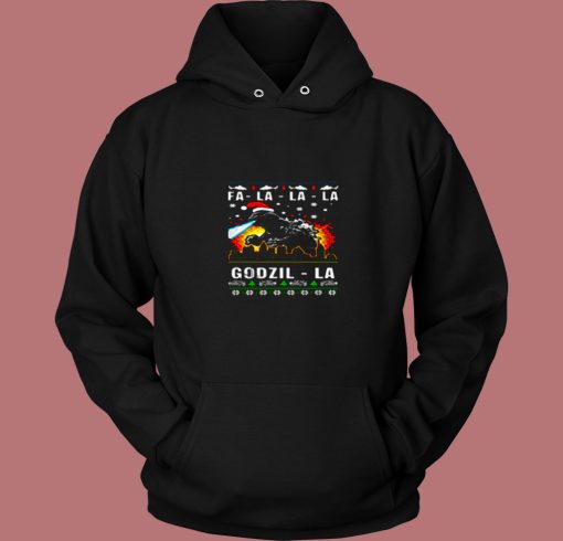 Funny Falalala Godzilla Christmas 80s Hoodie