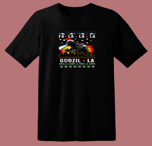 Funny Falalala Godzilla Christmas 80s T Shirt