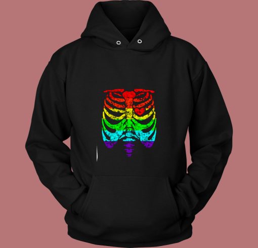 Funny Spook Skeleton Rib Cage Torso 80s Hoodie