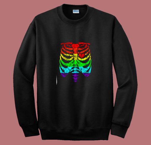 Funny Spook Skeleton Rib Cage Torso 80s Sweatshirt