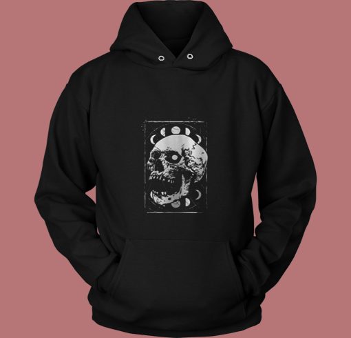 Gothic Skull Moon Phases 80s Hoodie