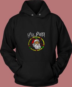 Hail Metal Santa Rock Pentagram Devil Funny 80s Hoodie