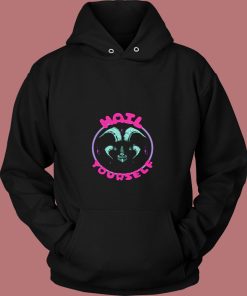 Hail Yourself Cute Pink And Blue Goat Baphomet 80s Hoodie