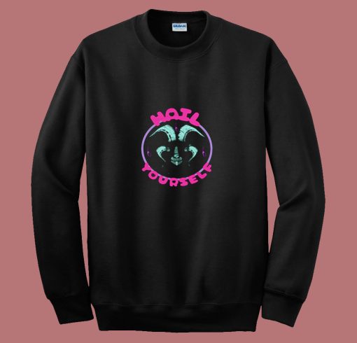 Hail Yourself Cute Pink And Blue Goat Baphomet 80s Sweatshirt