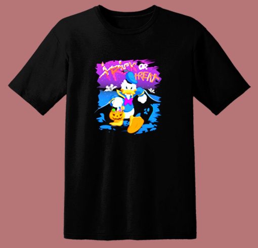 Halloween Donald Duck Trick Or Treat Pumpkin 80s T Shirt