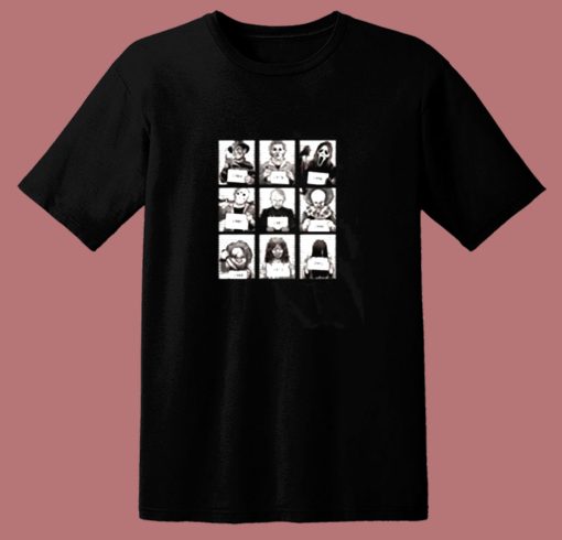 Horror Movies Killers Mugshot Year Of Appearance 80s T Shirt