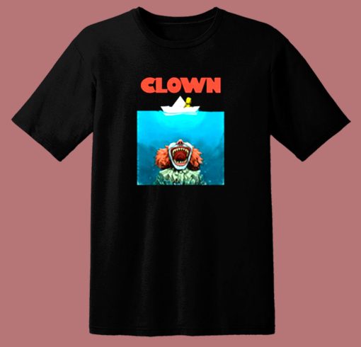 Jaws Poster Parody Stephen King Pennywise Clown 80s T Shirt