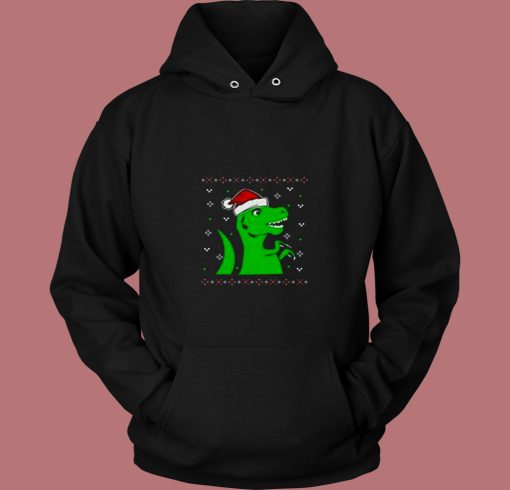 Jurassic Christmas Green Dino 80s Hoodie